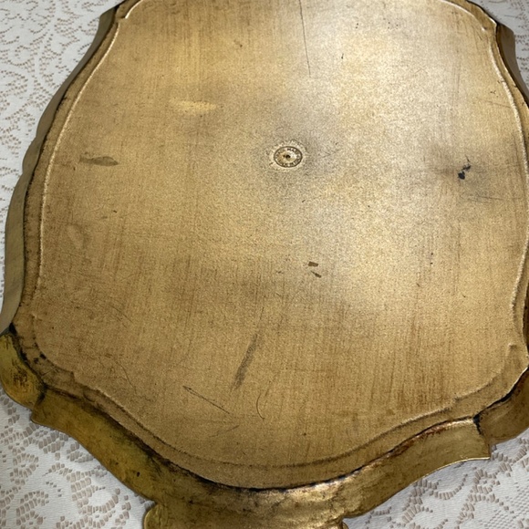Vtg Florentine Italian Wood Guilded Toleware Tray Turquoise/Gold 22 ¾"L x 14.5"W - Picture 3 of 6